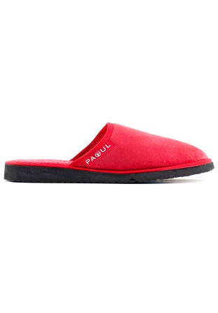 Paoul Red Slippers-Black Rubber Sole
