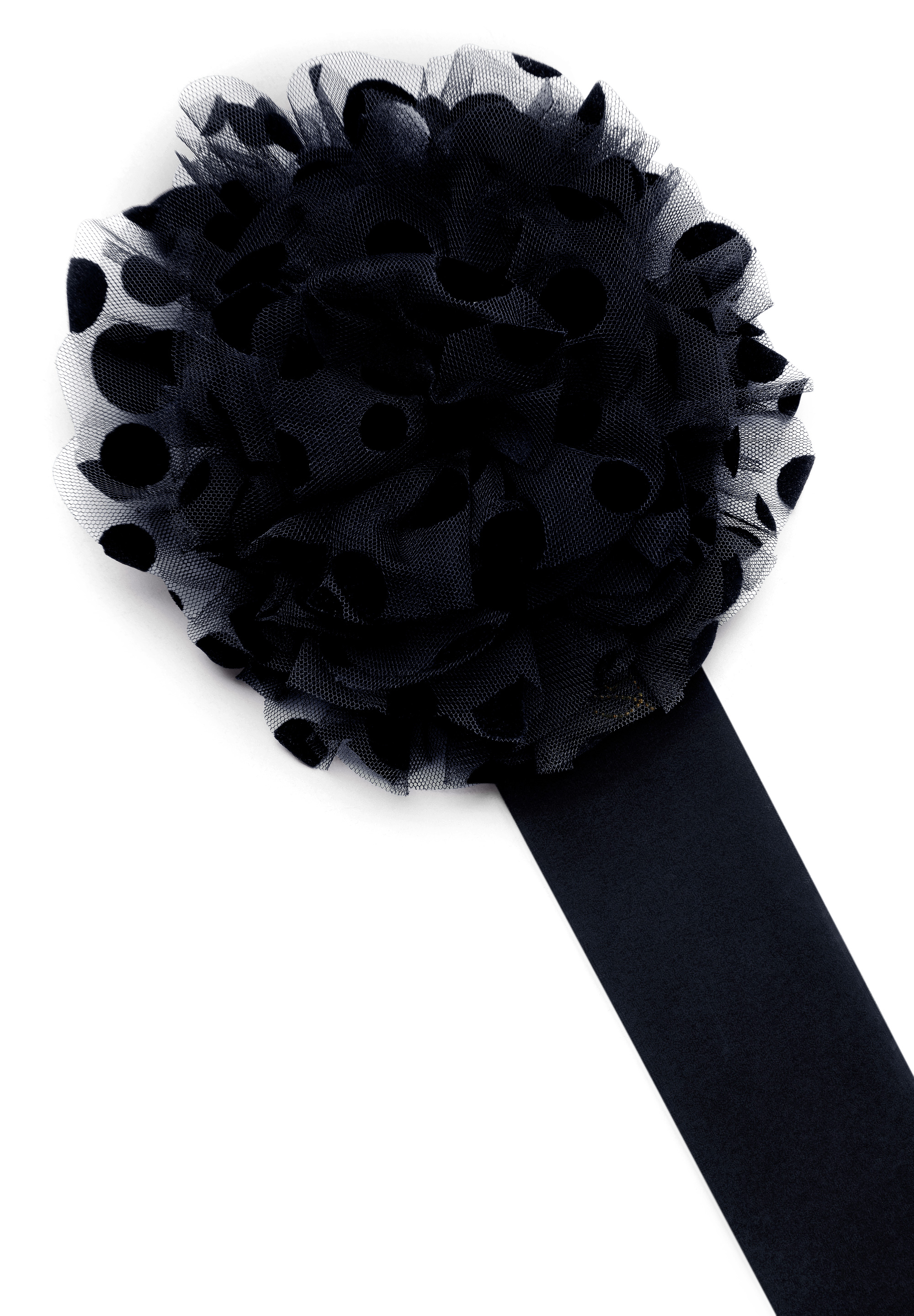 Armando Ladies Velvet Band Floral Belt 00082-Black Chic Flower