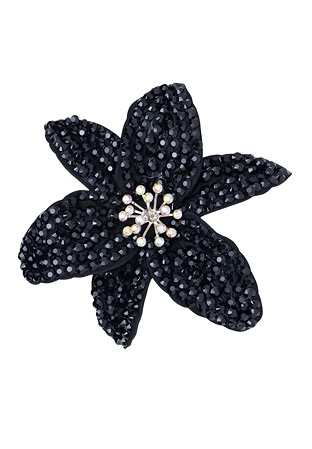Bejeweled Crystal Lily Flower-Black