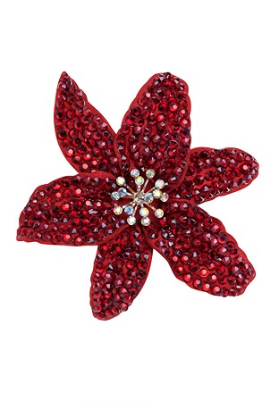 Bejeweled Crystal Lily Flower-Red