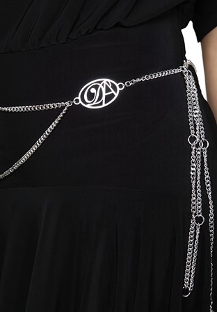 Dance America B012 - Signature Chain or Rhinestone Belt-One Size-Silver w/ Silver Chain