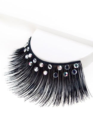 Eyelashes w Swarovski rhinestones 2L377 Black-Black