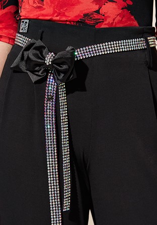 PopconAtelier Rhinestone Bow Belt WAB-020-Black/Crystal AB