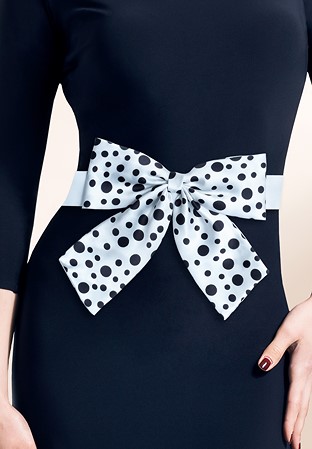 PopconAtelier Satin Bow Belt WAB016-White/Black Dot