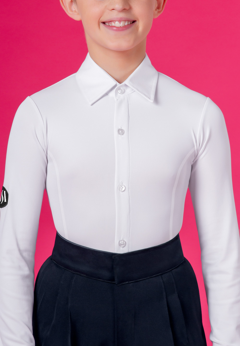 DSI Boys Buttoned Crepe Competition Shirt w/ Panel 3803-White