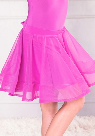 Dance America JR-S1 - Girls Short Mesh Dance Skirt-Pink