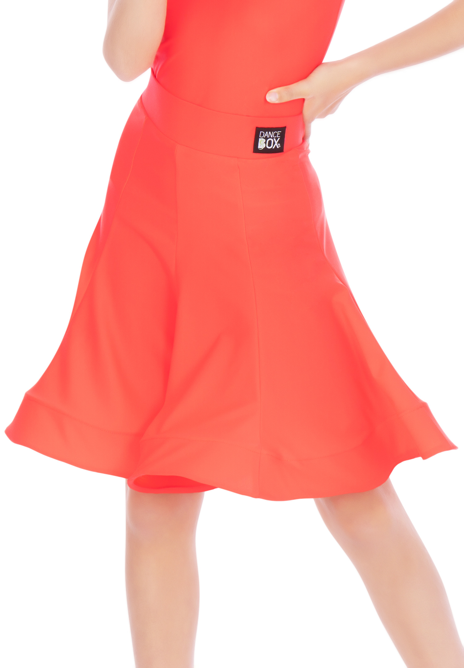 Dance Box Juvenile Ariana Latin Skirt G20120011-05 Fluorescent Red
