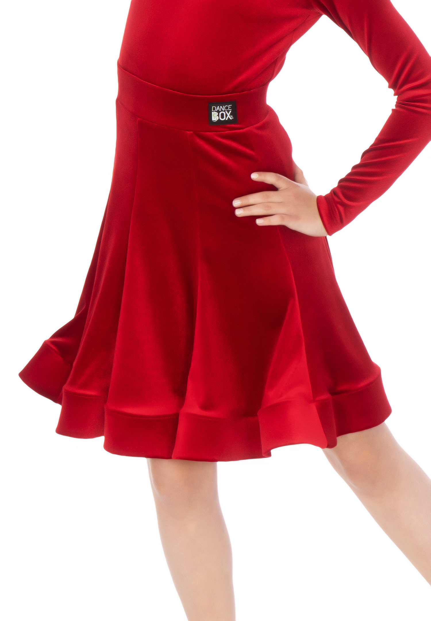 Dance Box Juvenile Jessie Velvet Latin Skirt G20120014-02 Red