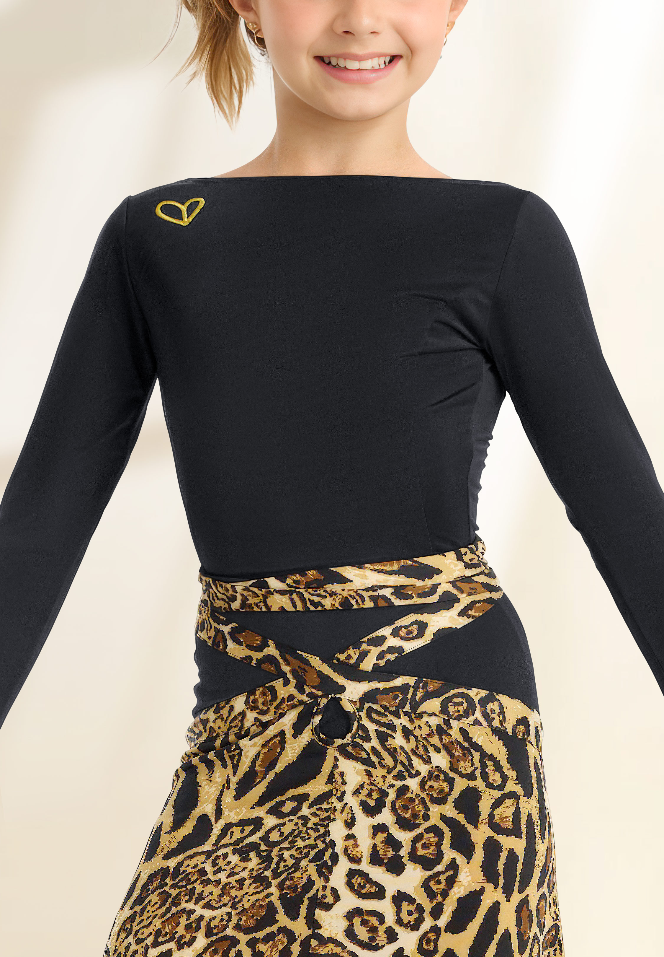 Gio Mio Fiorella Girls Dance Bodysuit GM0421-Black