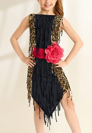 Gio Mio Macy Girls Latin Dress GM0826-Black/Leopard
