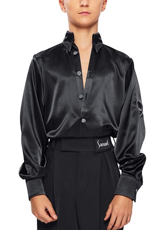 Sasuel Boys Arturo Junior Latin Shirt-Black