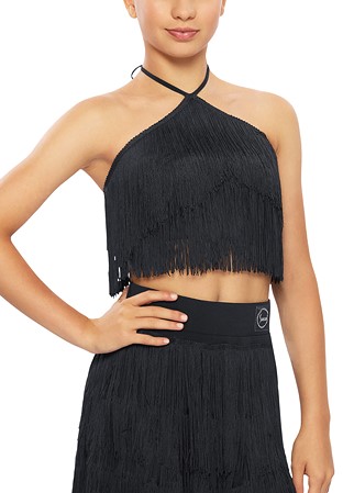 Sasuel Girls Brigitte Fringe Top-Black