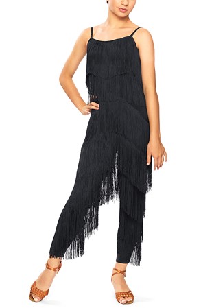 Sasuel Girls Sassy Fringed Jumpsuit -Black