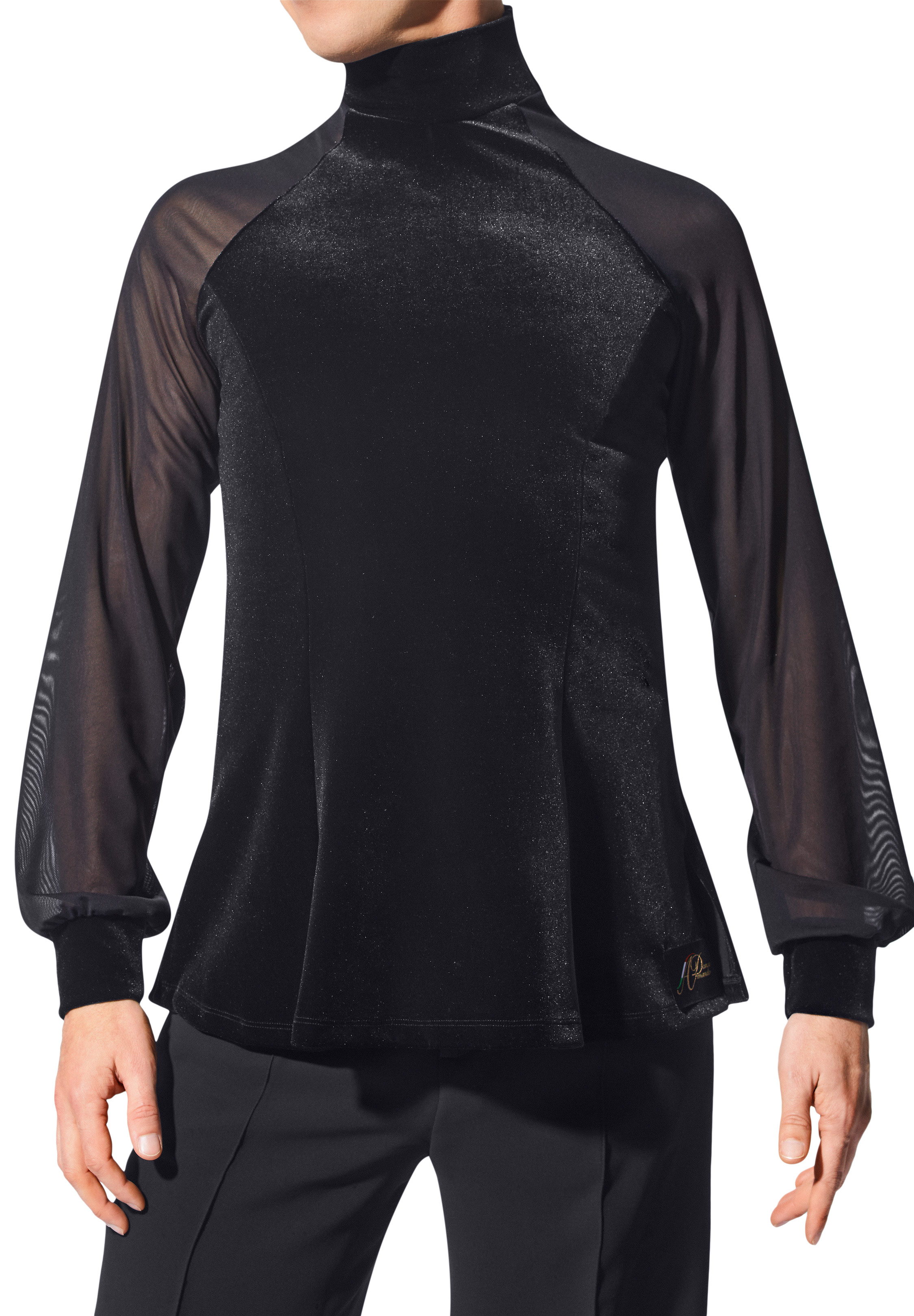 Armando High Collar Bishop Sleeve Top 00202-Black