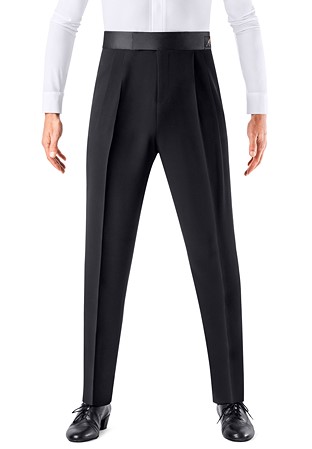 Armando Mens Double Pleats Slim Pants w/ Satin 00167-Black