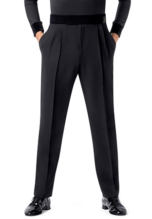 Armando Mens Double Pleats Slim Pants w/ Velvet 00168-Black