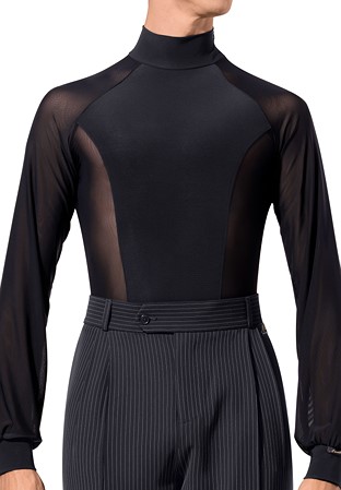 Armando Mens High Neck Mesh Bodysuit 00244-Black