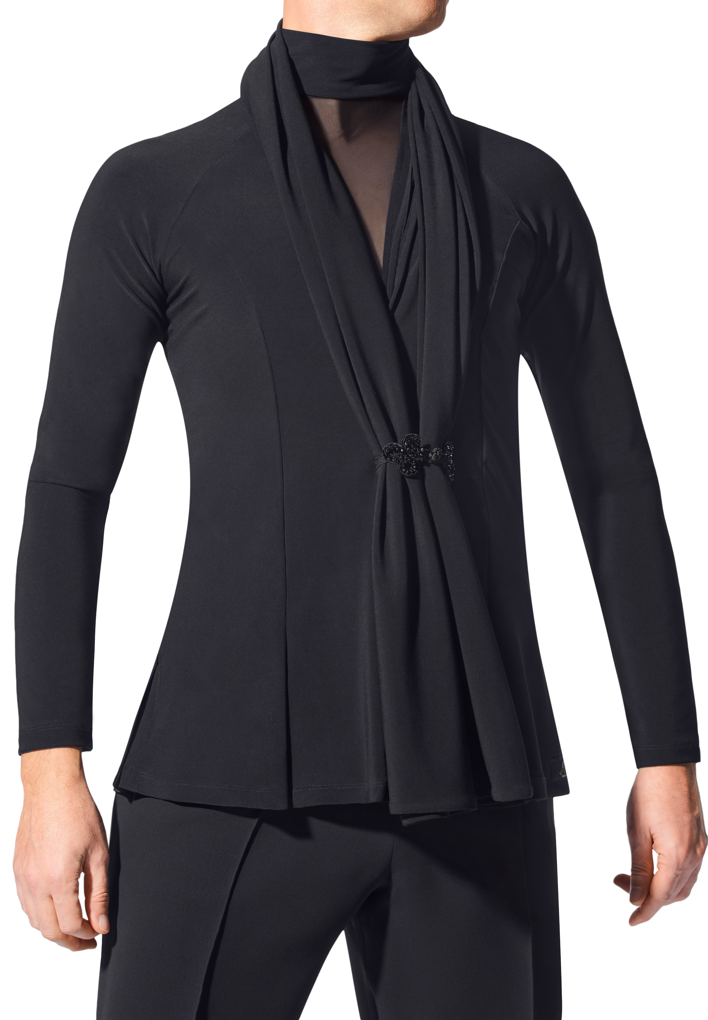 Armando Mens Performance Shirt w/ Scarf 00205-Black
