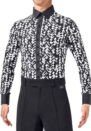 Armando Mens Print Ballroom Shirt 00200-Quadrato Print