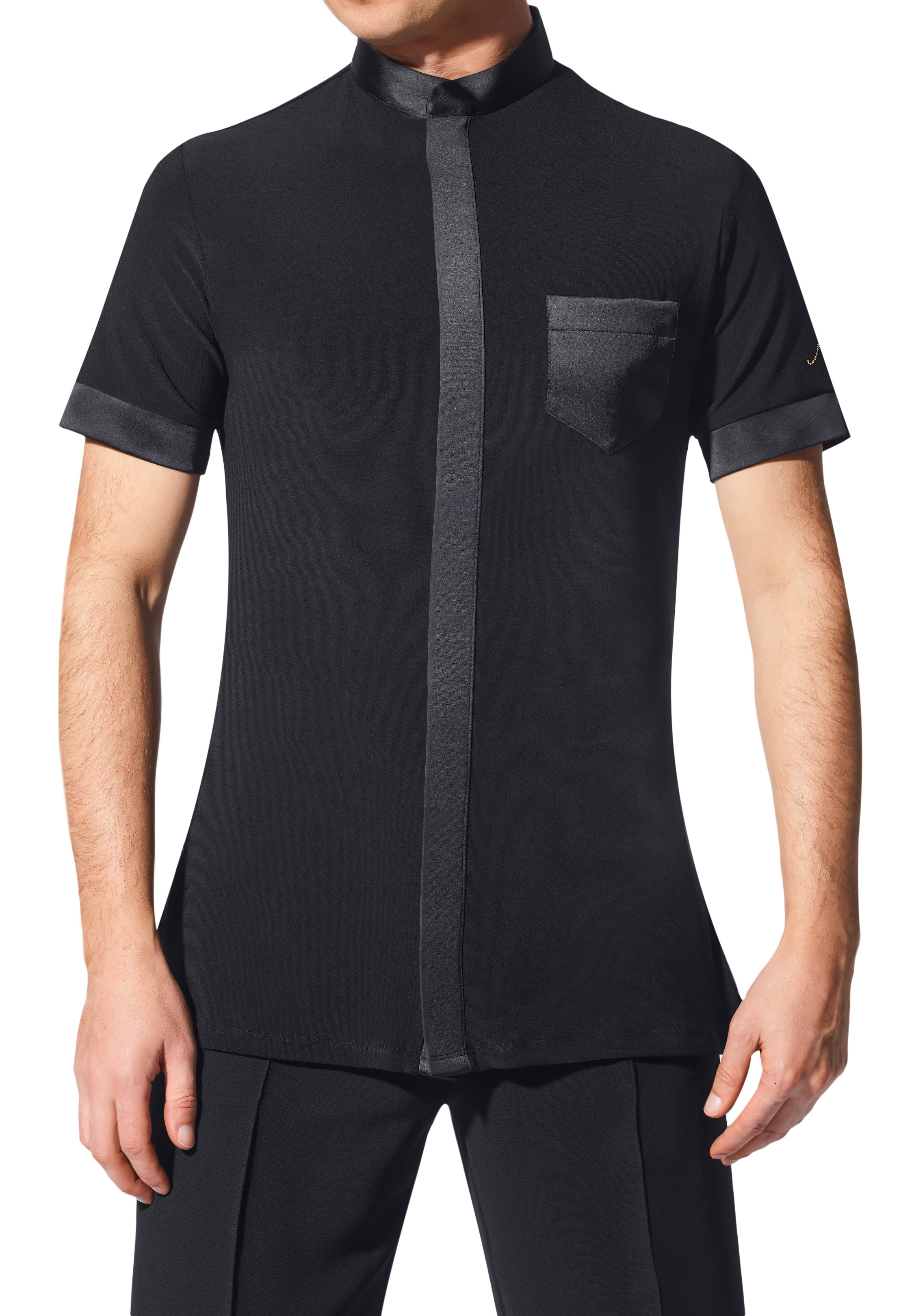 Armando Mens Satin Trim Practice Shirt 00121-Black
