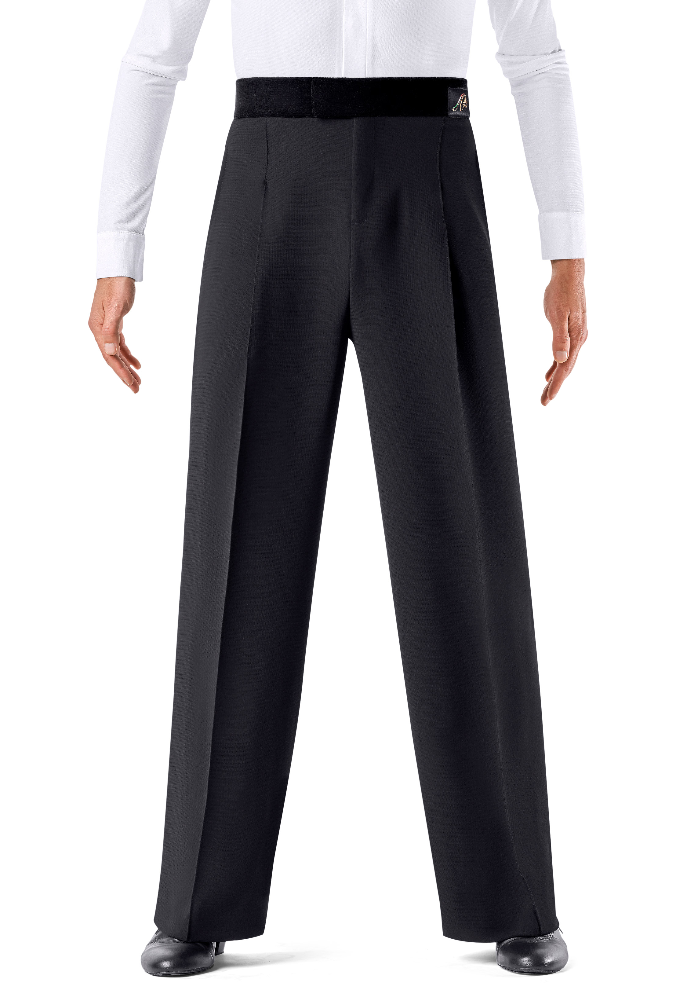 Jelory Men's Professional Straight Training Pant with Pockets Wide Latin Modern Square Practice Dance Pants 