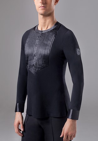 Chrisanne Clover Mens Pintuck Latin Top-Black