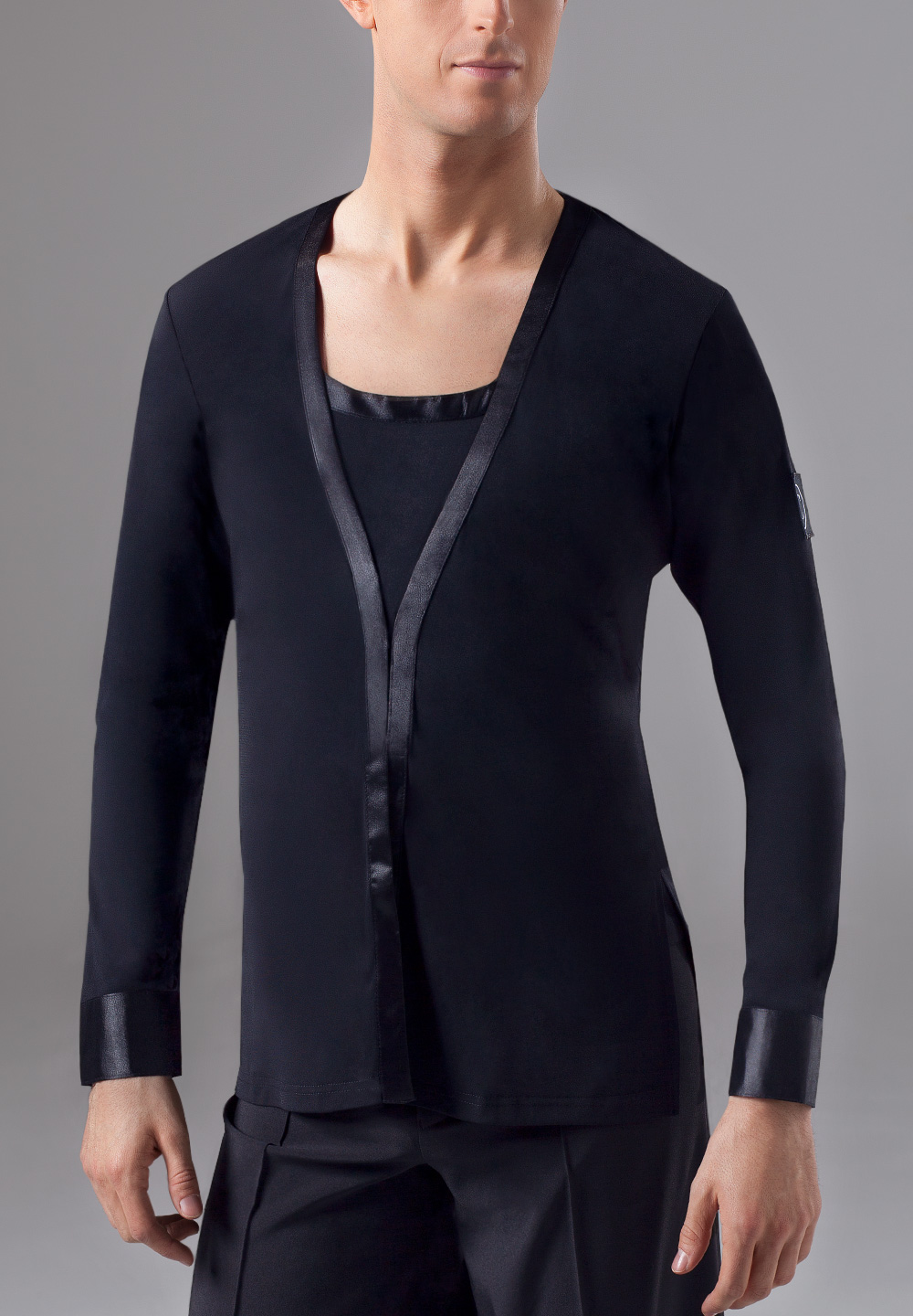 Chrisanne Clover Mens Scoop Neck Latin Top-Black