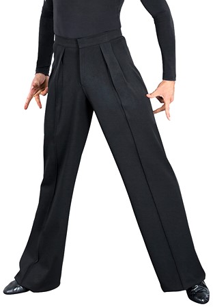 DSI Mens Box Pleat Gabardine Latin Trousers 4001-Black