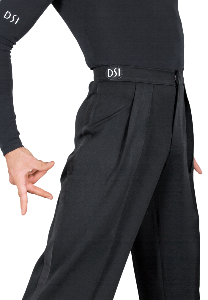 DSI Mens Box Pleat Gabardine Latin Trousers with Wide Satin DSI Mens Box Pleat Gabardine Latin Trousers with Wide Satin