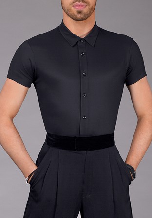 DSI Mens Peter Latin Dance Shirt 4033-Black Matt Satin