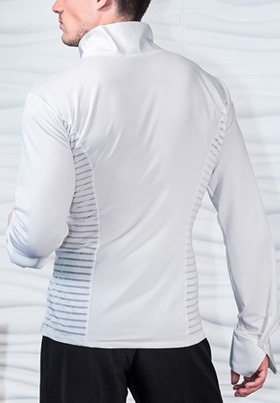 Dance America Mens Soft Collar Striped Latin Dance Shirt MS29-White