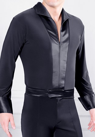 Dance America Mens Satin Collared Shirt MS42-Black