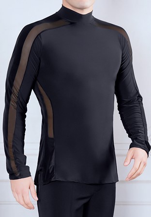 Dance America Mens Side and Shoulder Stripe Inset Shirt MS41-Black