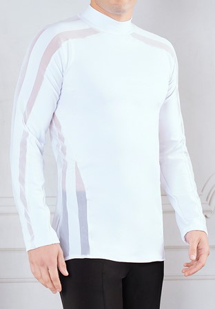 Dance America Mens Side and Shoulder Stripe Inset Shirt MS41-White