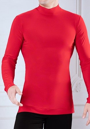Dance America Mens Simple Turtleneck Tunic without Trunks MS6A-Red