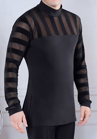 Dance America Mens Turtleneck Shirt w/ Stripe Insets MS39-Black