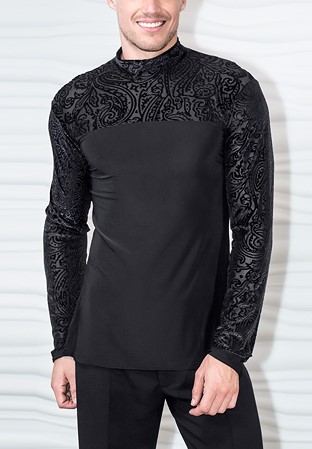 Dance America Mens Velvet Burnout Tunic without Trunks MS32-Black