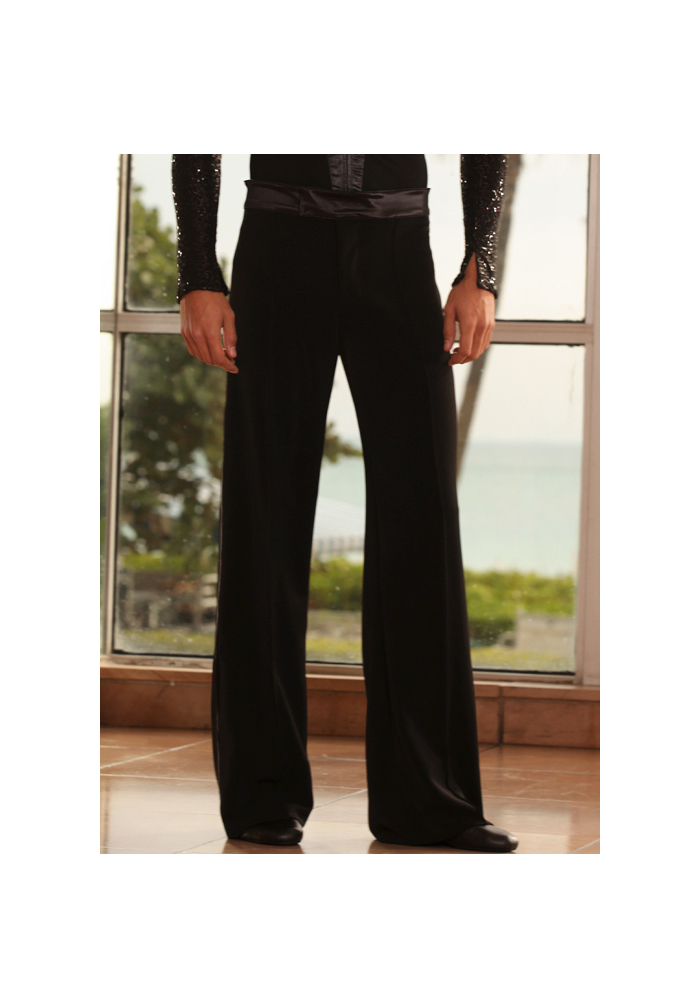 Dance America Mens Latin Pants with Satin Stripe MP2 Dancewear