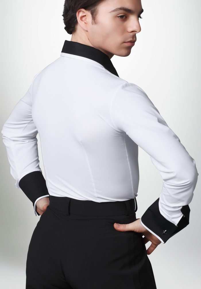 Dancemo Mens Double Collar Stretch Ballroom Shirt 92014105 a b Ballroom Shirt