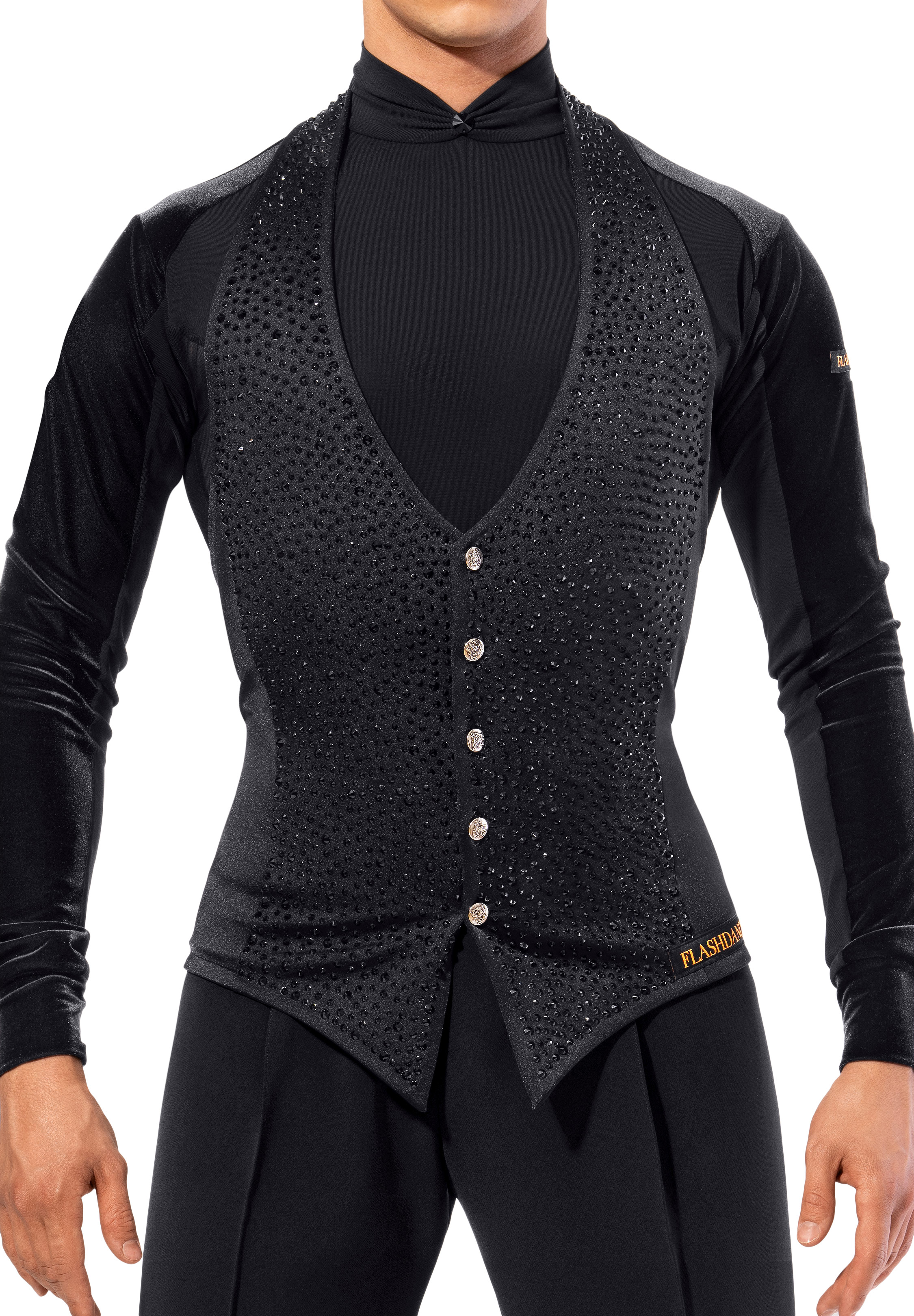 Flashdance Mens Latin Dance Vest UOMO 1062-Black