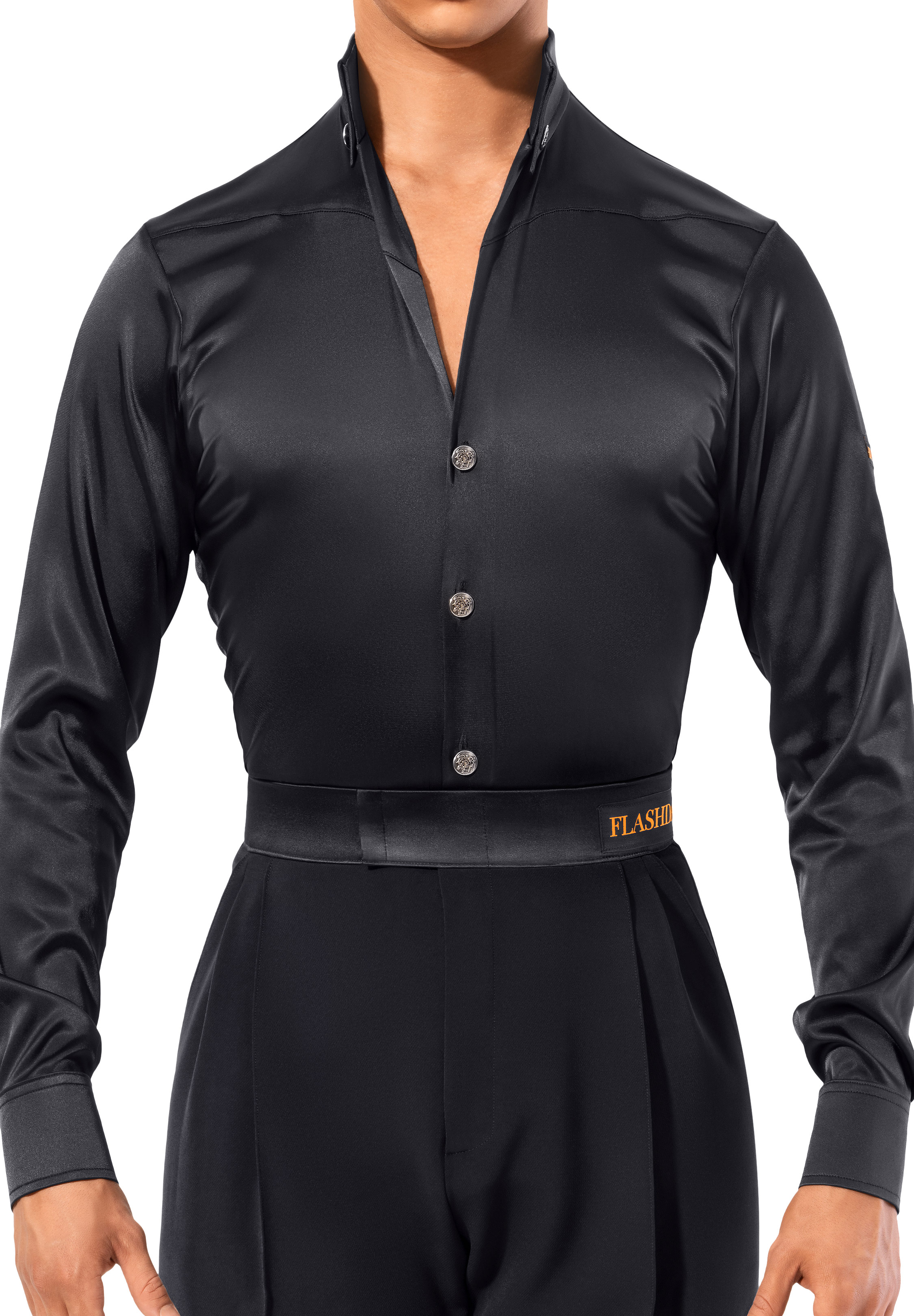 Flashdance Mens Latin Performance Shirt UOMO 1033-Black