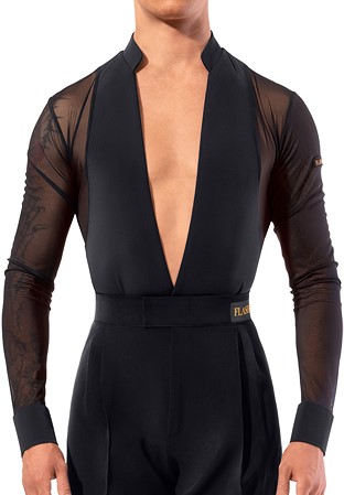 Flashdance Mens Latin Performance Shirt UOMO 1034-Black