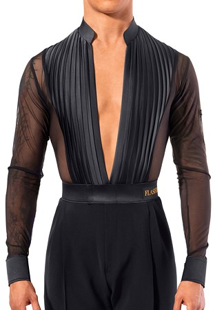 Flashdance Mens Latin Performance Shirt UOMO 1040-Black