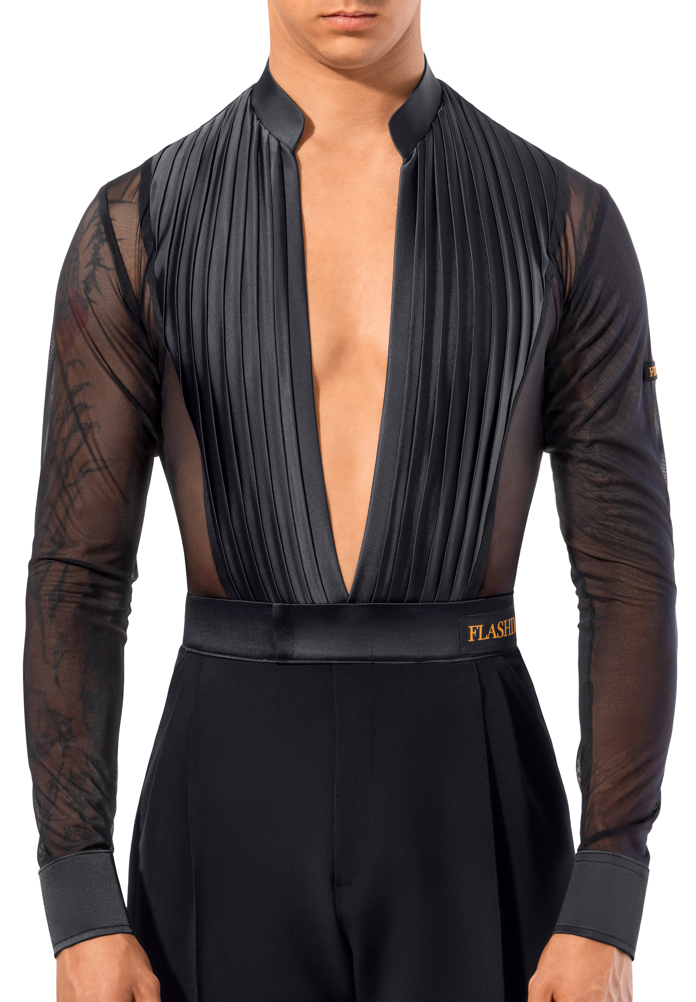 Flashdance Mens Latin Performance Shirt UOMO 1041-Black