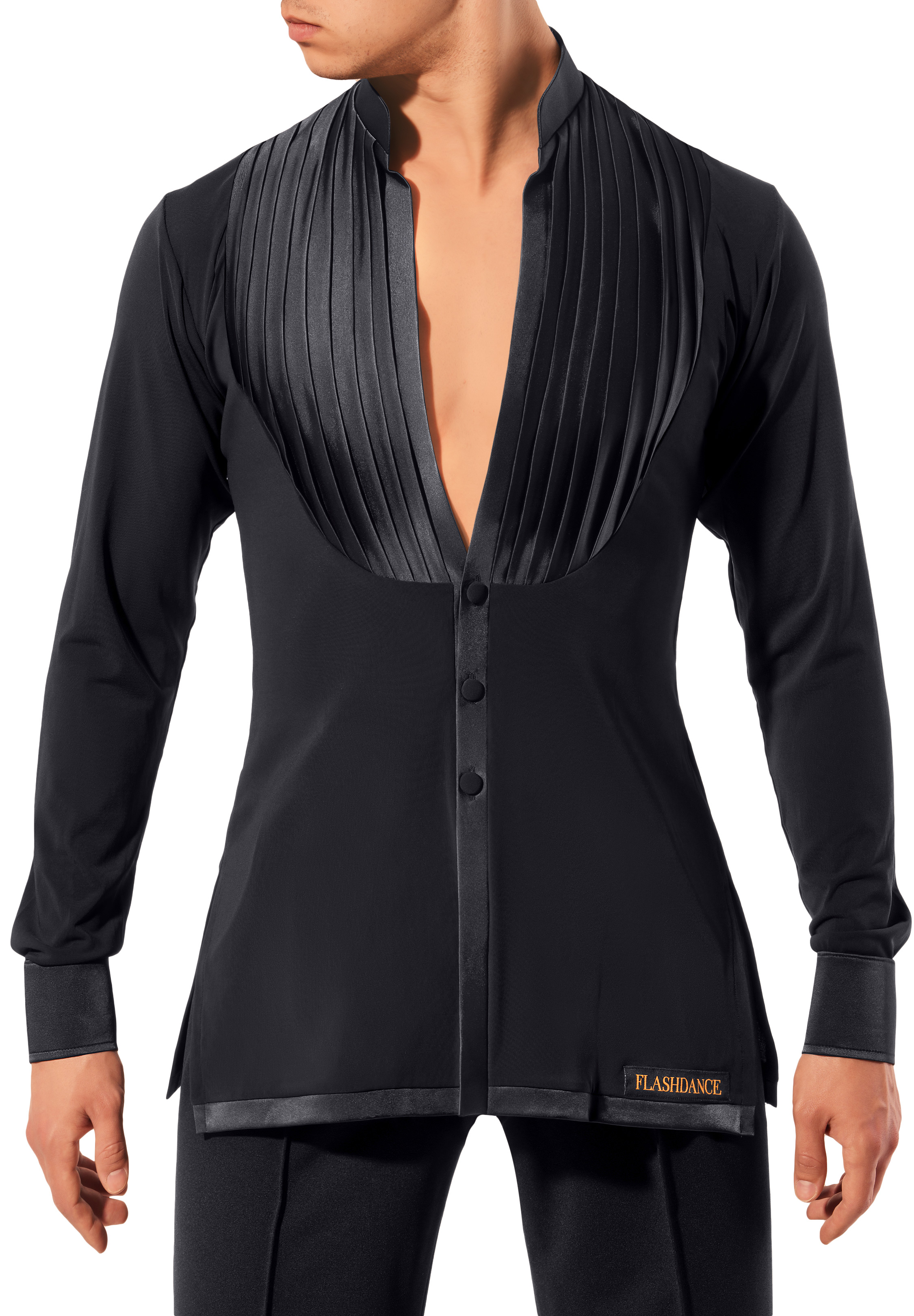 Flashdance Mens Latin Performance Shirt UOMO 1103-Black