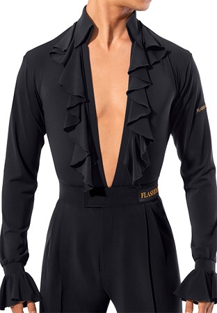 Flashdance Mens Latin Performance Shirt UOMO 1106-Black