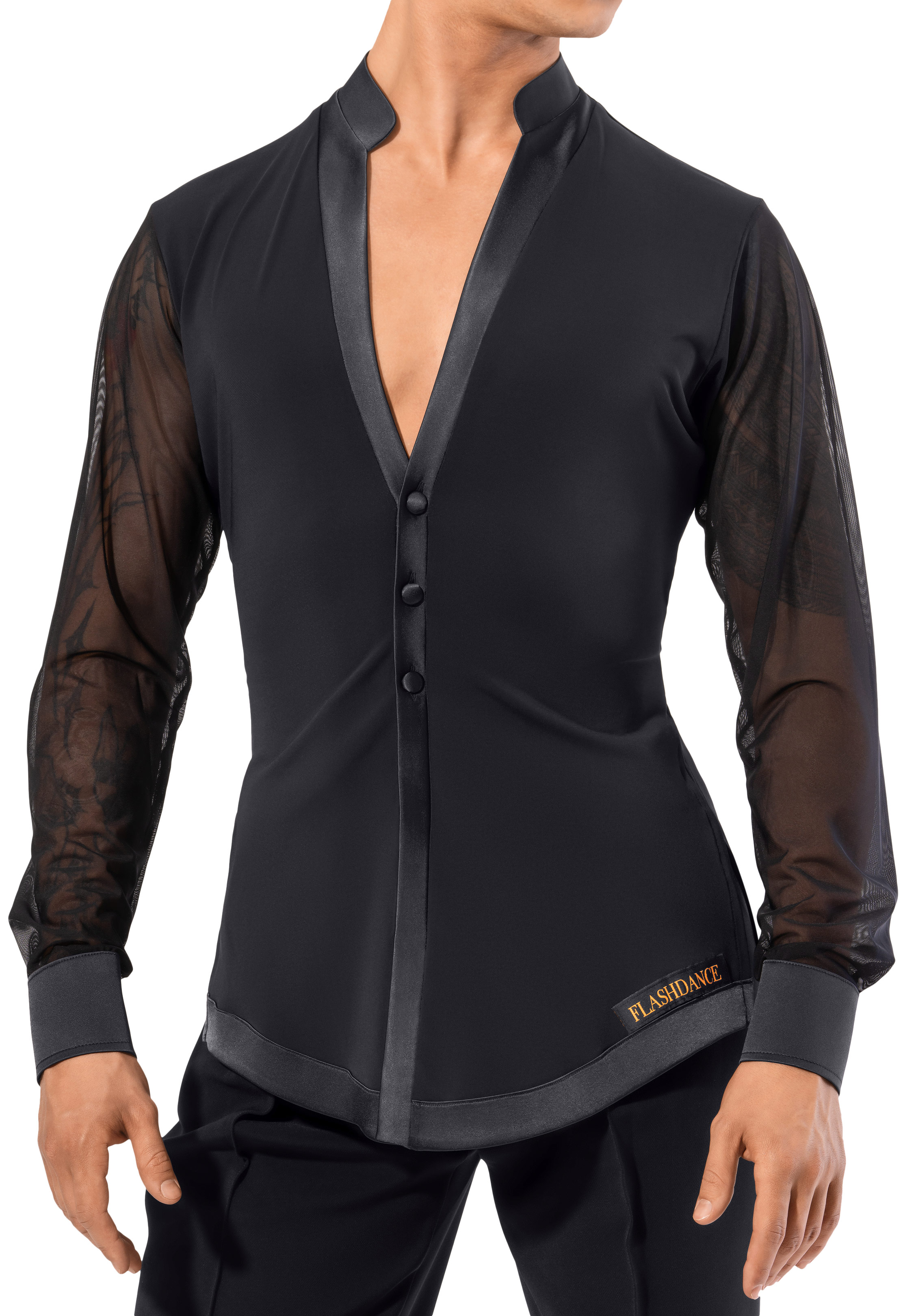 Flashdance Mens Latin Performance Shirt UOMO 1111-Black