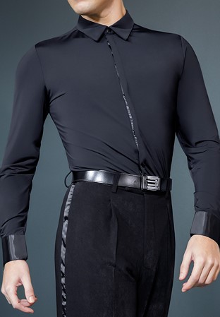 Je Dor Long Sleeve Stretch Smooth Shirt E1297-Black
