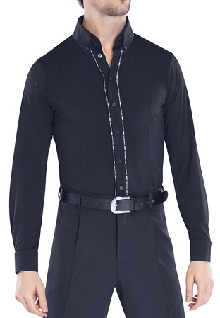 Maly Mens Contrast Button Panel Practice Shirt MF202201-Black