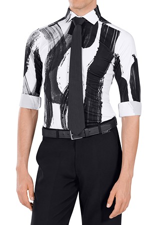 Maly Mens Martin Latin Shirt MF222201-White/Black